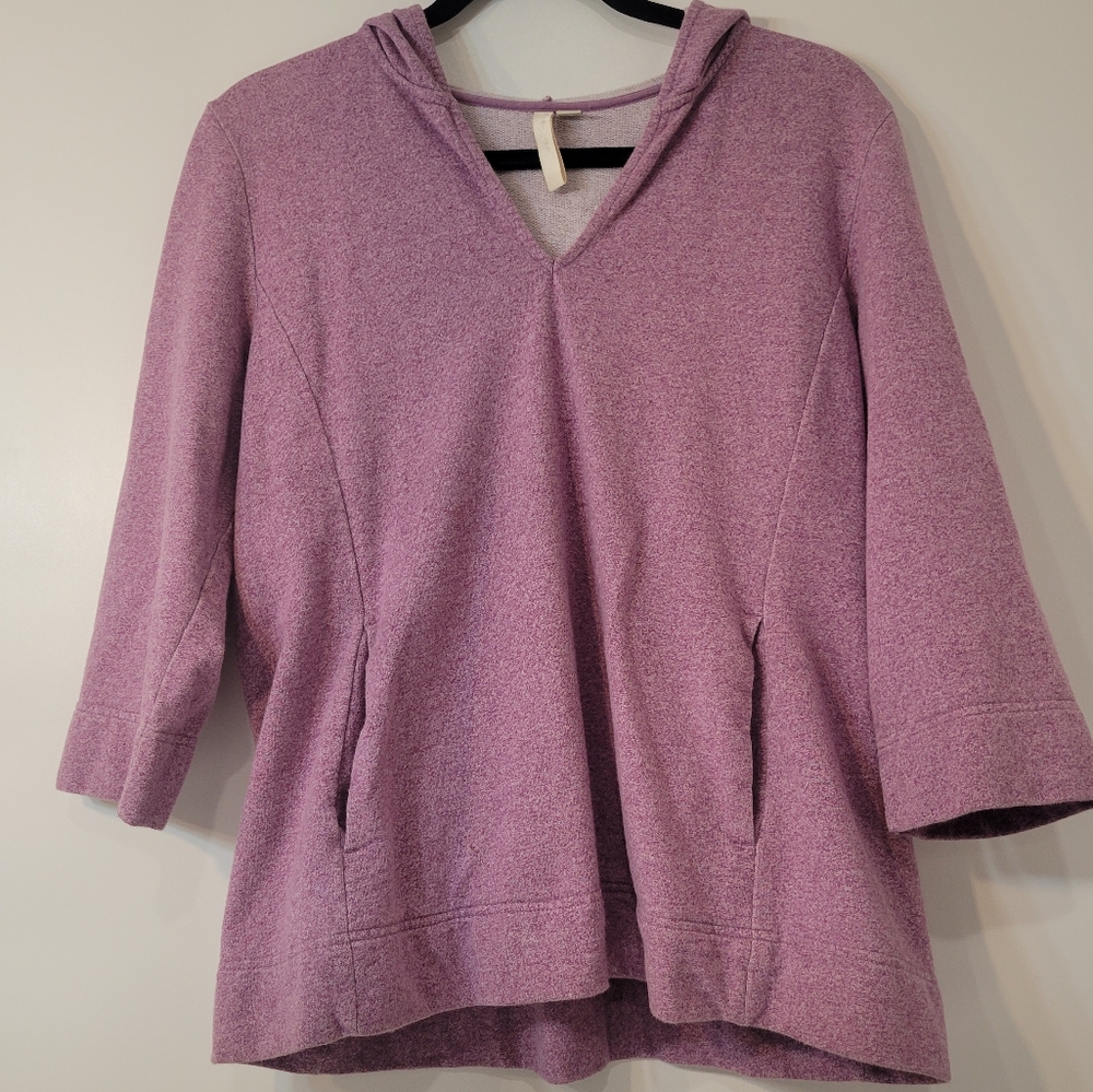 Pure Jill Purple French Terry Cotton Pullover Hoodie Sweatshirt Size Medium